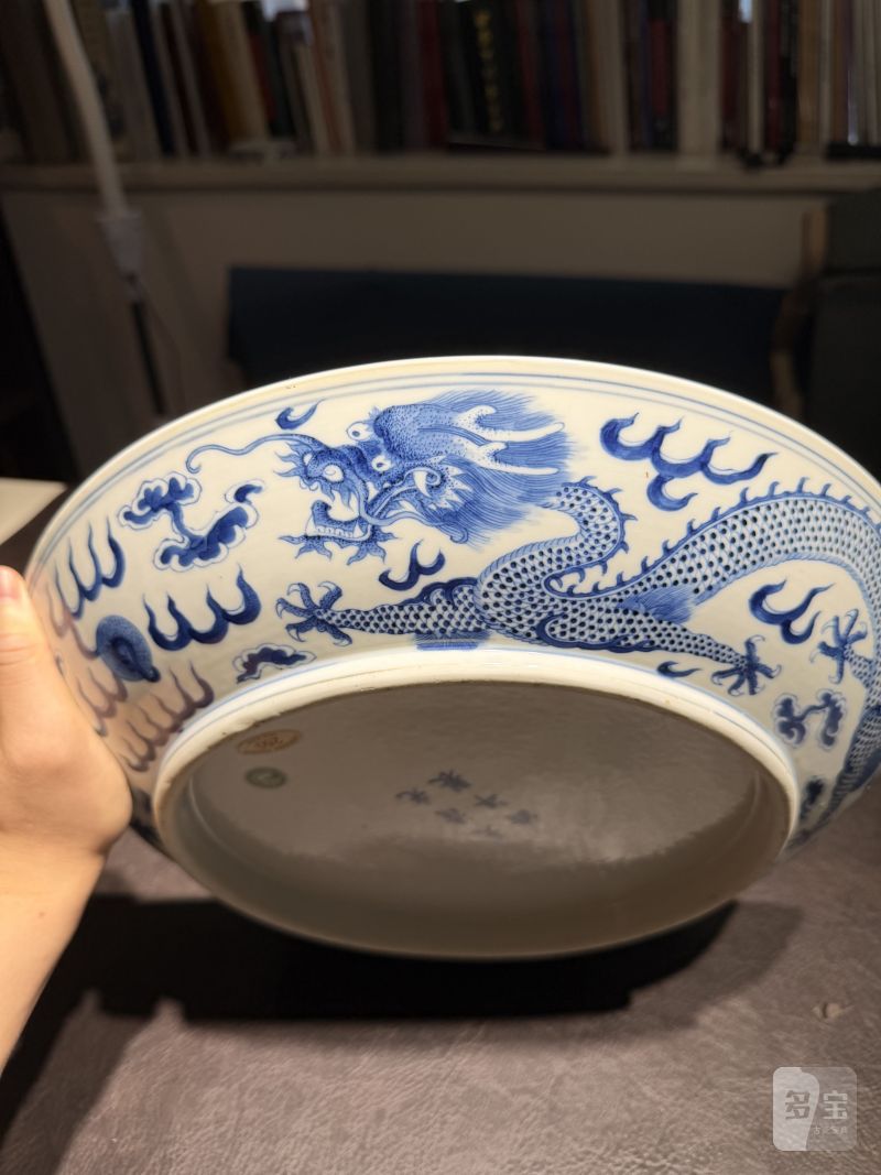 清光绪 青花双龙戏珠大盘 - 图14